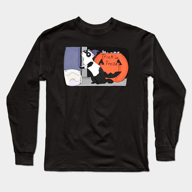 Ferret- Halloween Long Sleeve T-Shirt by Skillful Ferret